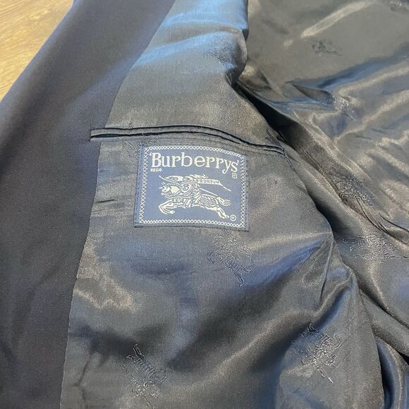 Vintage Burberrys’ Navy Blazer Pure Wool Gold Branded Buttons Jacket Mens Sz 50 - Picture 4 of 15